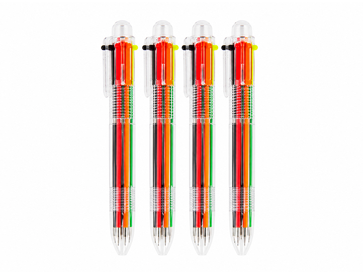 Pack 4 lapiceras colores intercambiables TRANSPARENTES